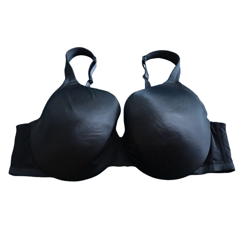 Cacique Lane Bryant Black Nylon Satin Cups Full Coverage Bra Size 46C